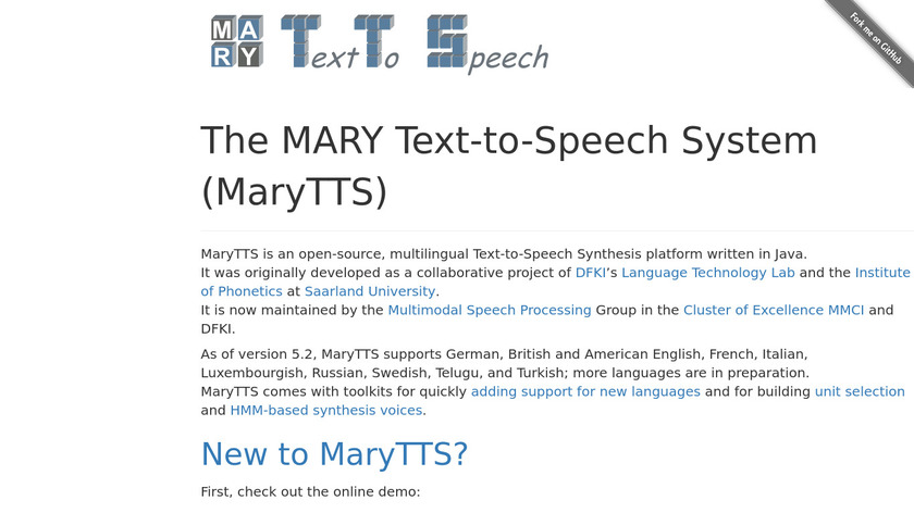 MARY TTS Landing Page