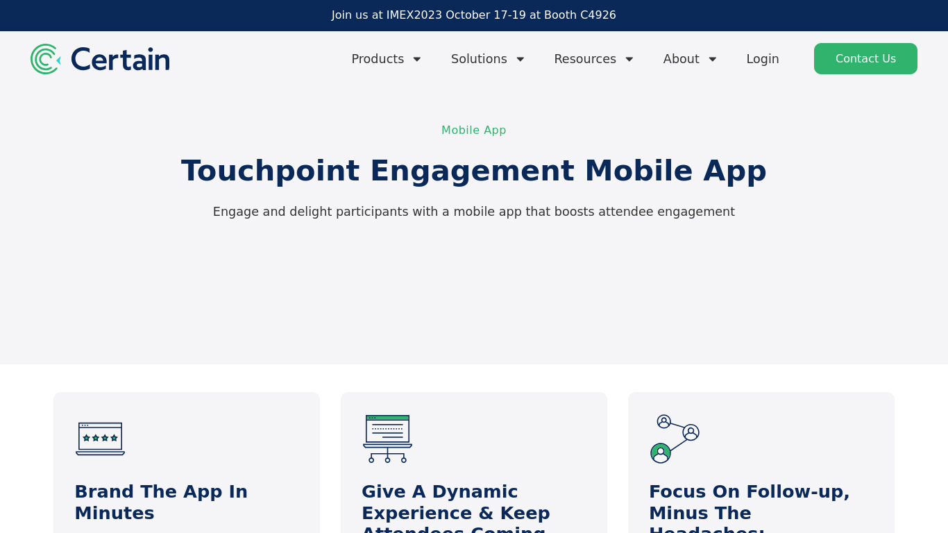 Certain Touchpoint Landing page