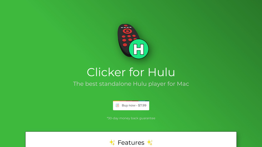 Clicker for Hulu Landing Page