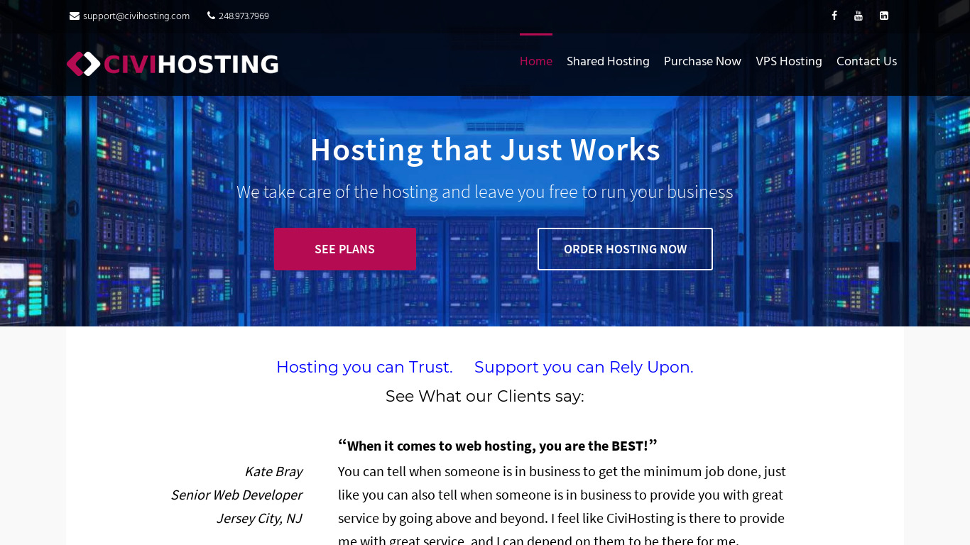 CiviHosting Landing page
