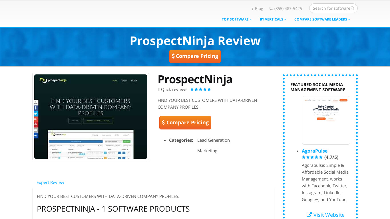 ProspectNinja Landing page