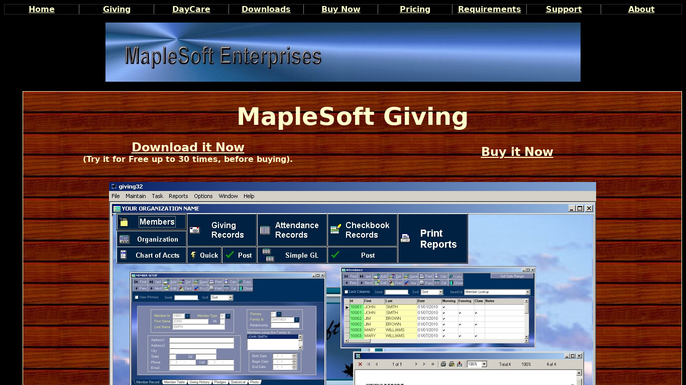 MapleSoft Giving Landing page