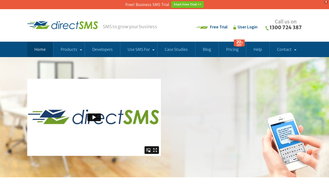 Direct SMS Landing page
