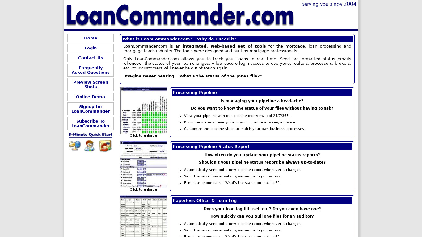 LoanCommander.com Landing page