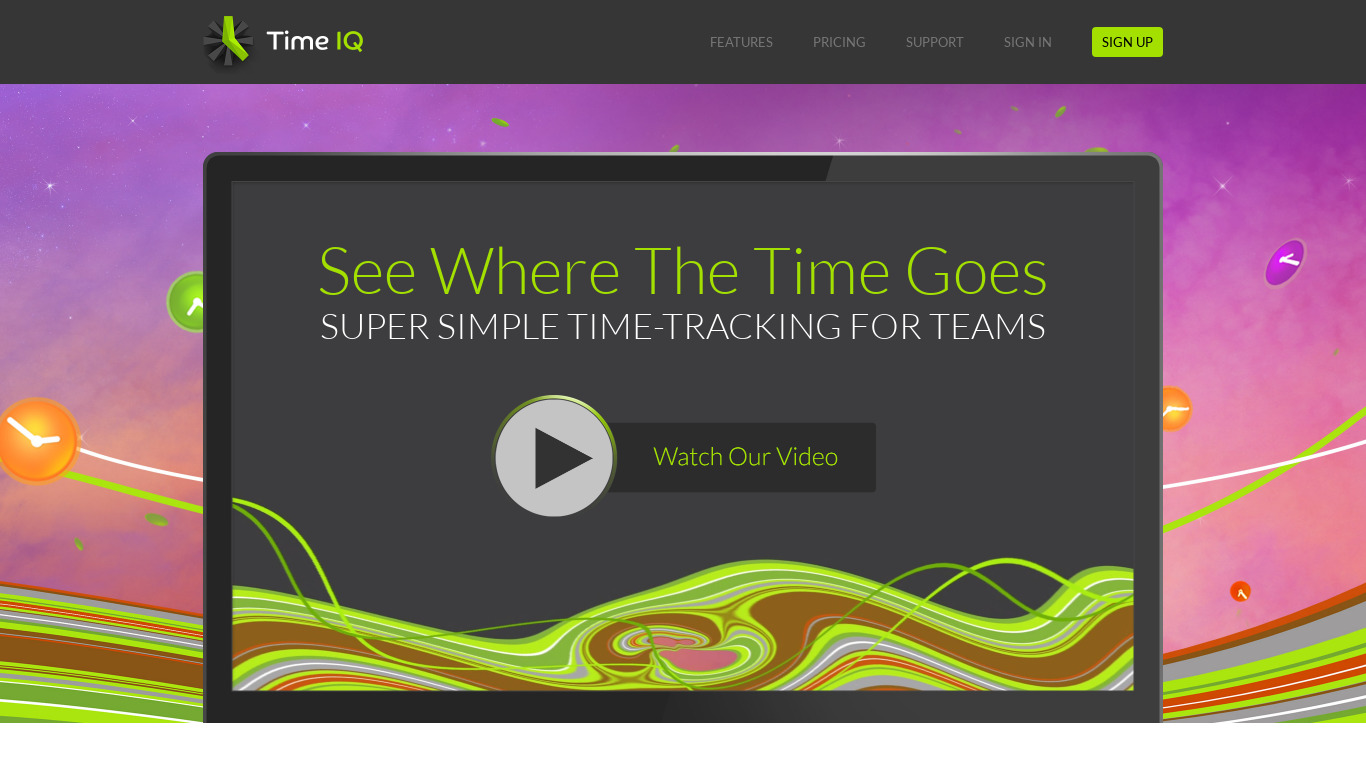 Time IQ Landing page