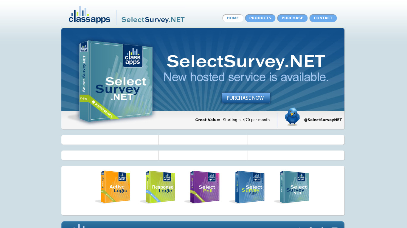SelectSurvey.NET Landing page