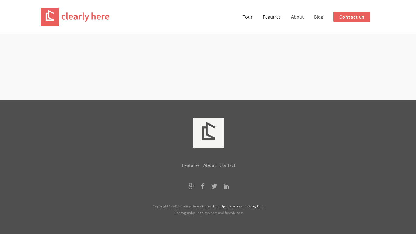 ClearlyHere Landing page