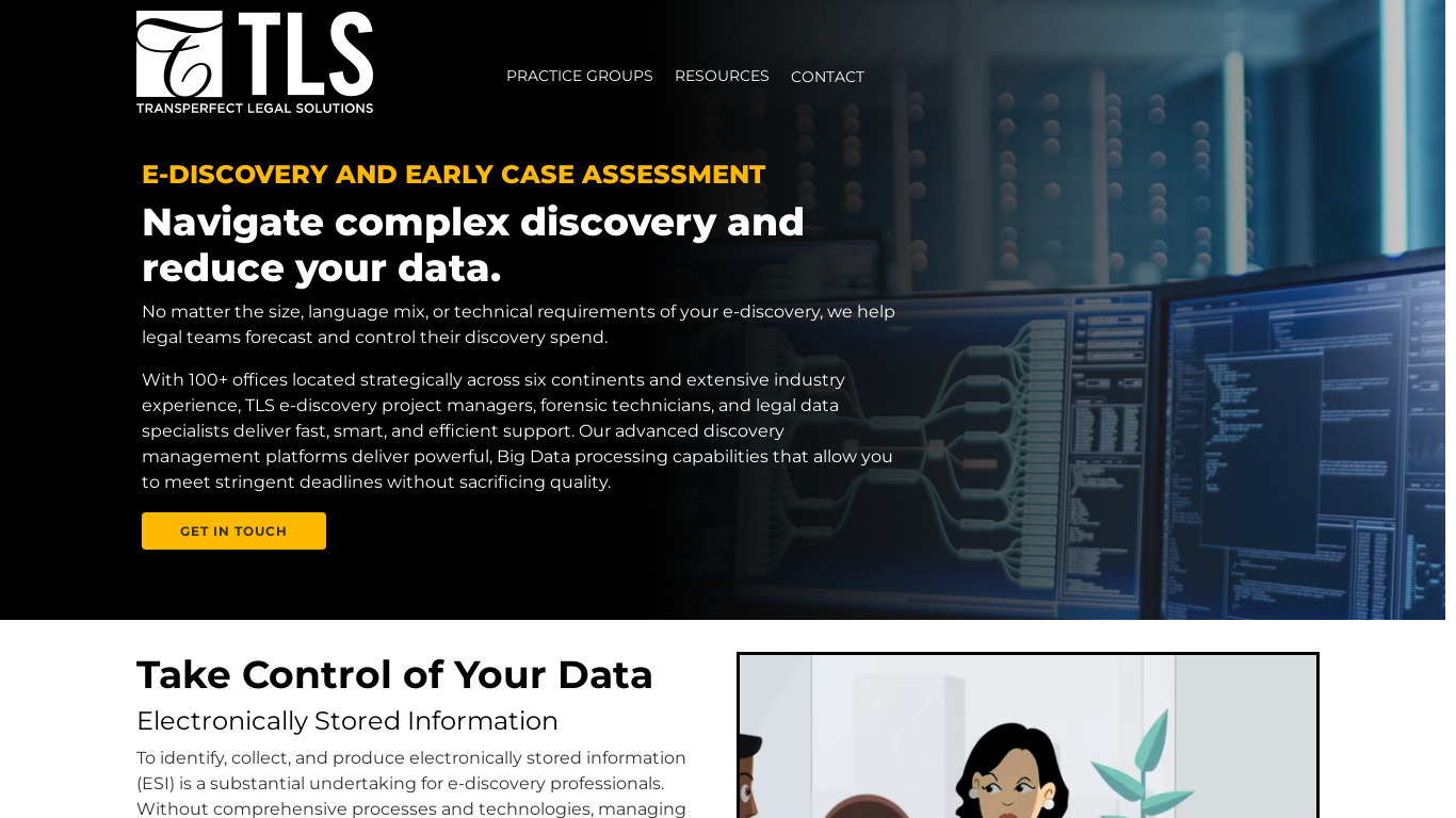 TransPerfect Group eDiscovery Landing page