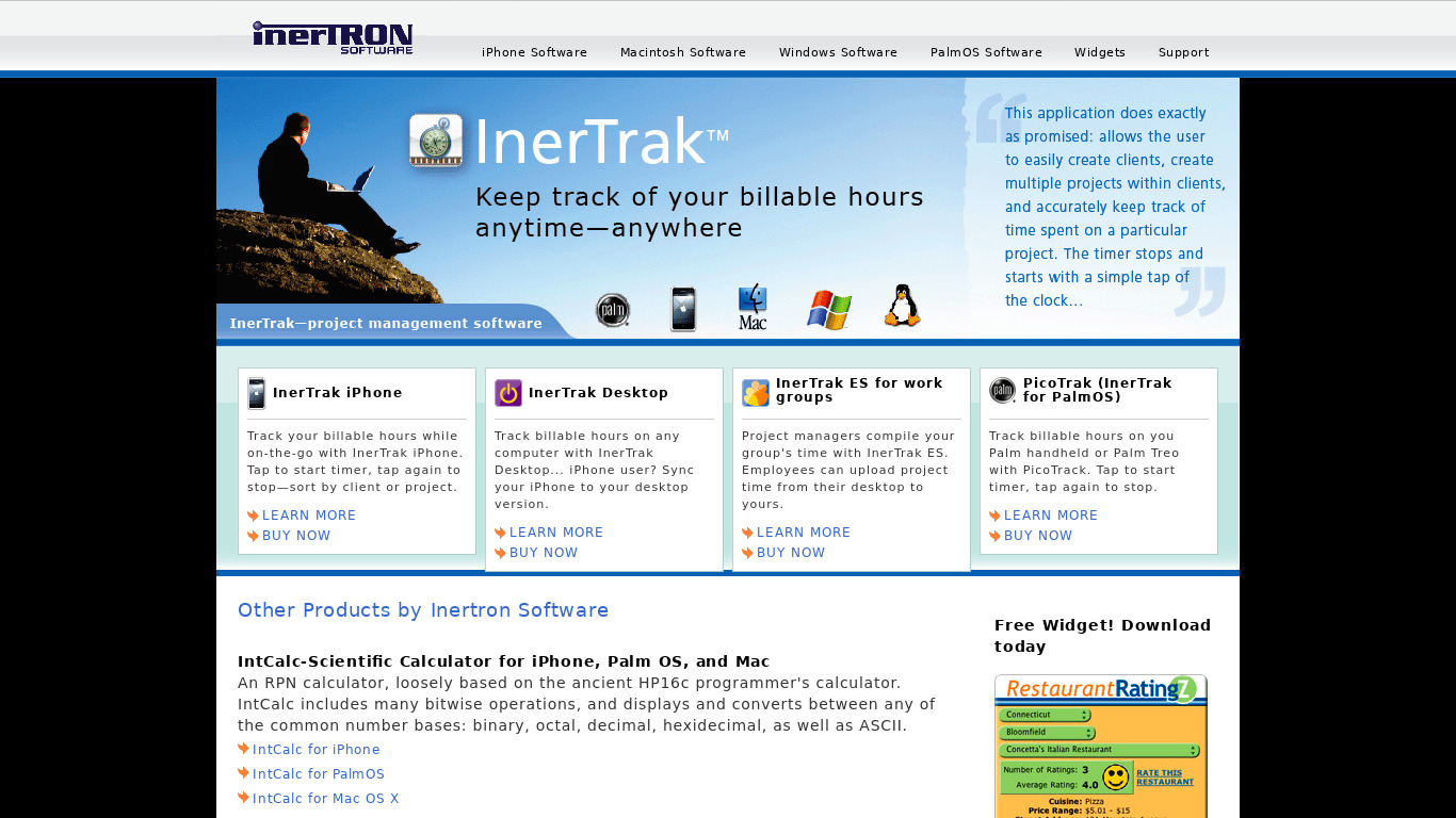 InerTrak iPhone Landing page