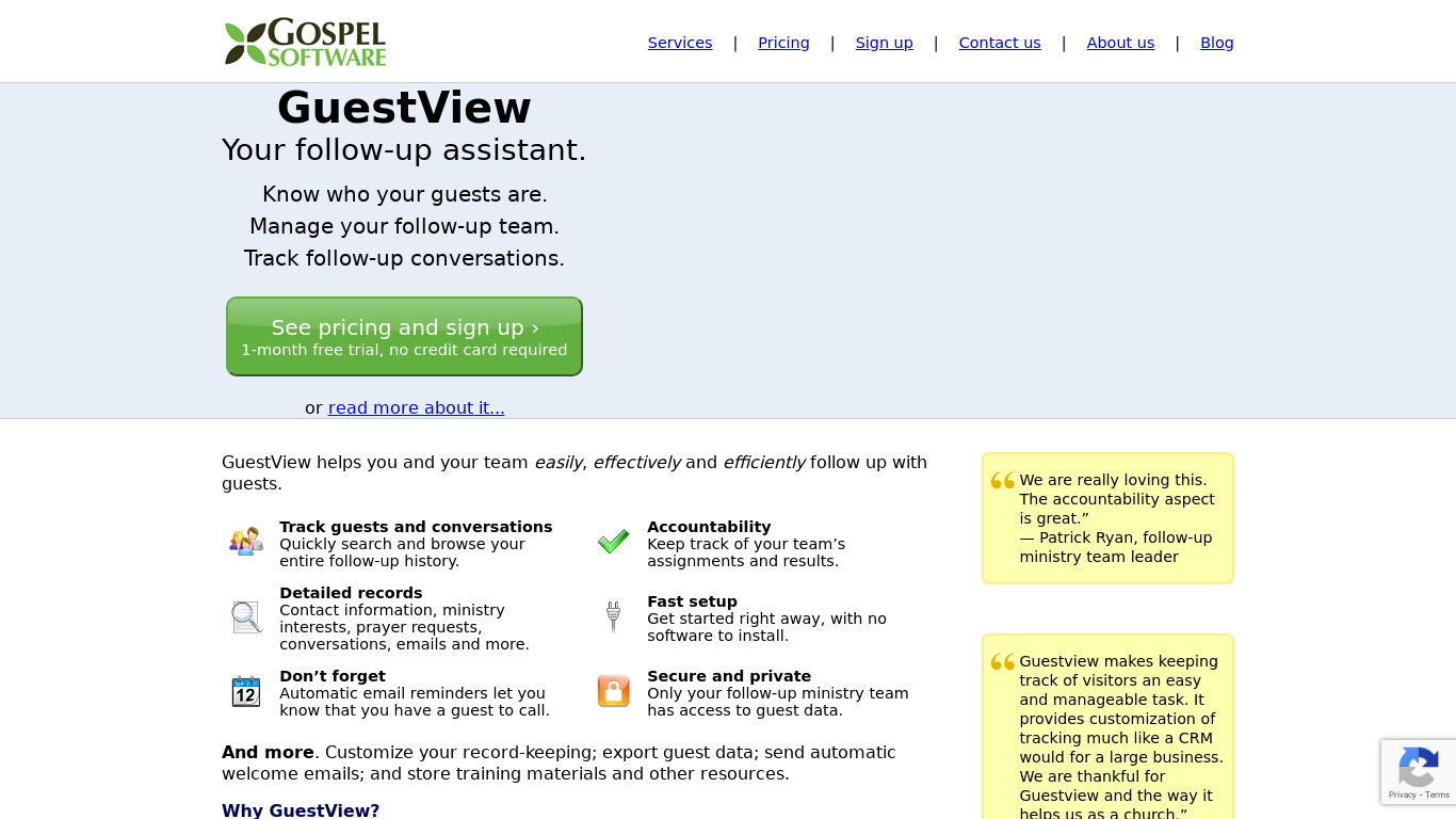 GuestView Landing page