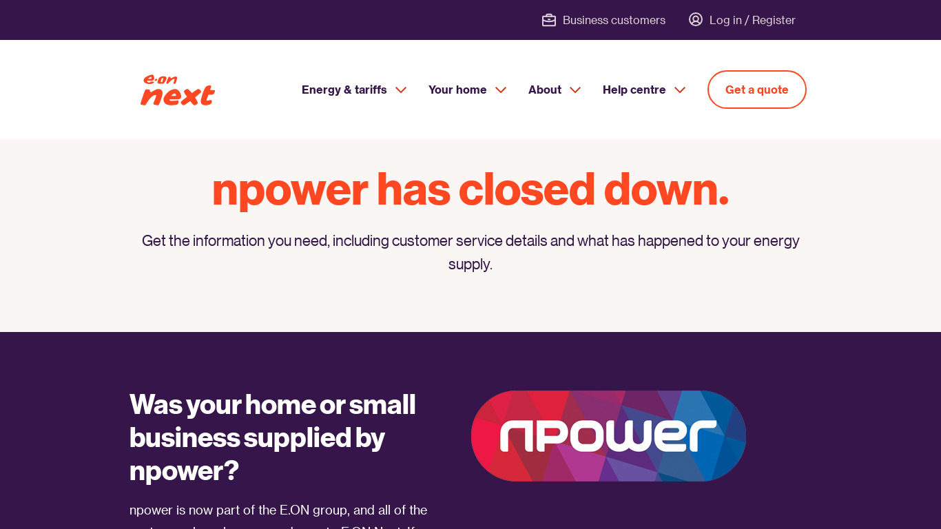 NPower Landing page