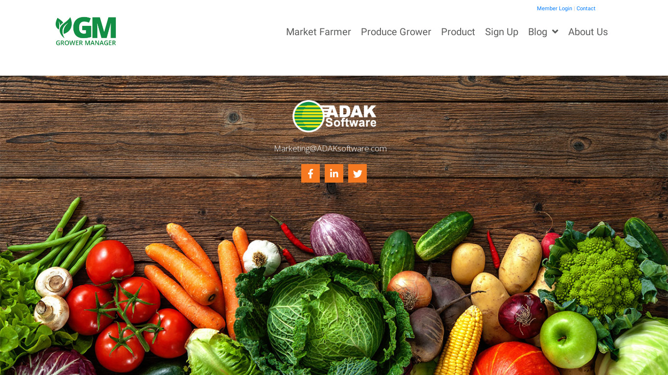 Farm Produce Manager Landing page