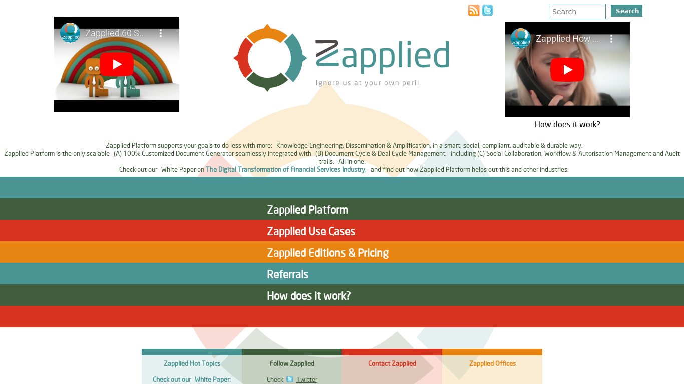 Zapplied Landing page