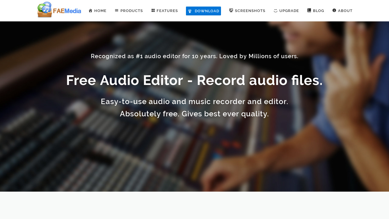 Free Audio Editor Landing page