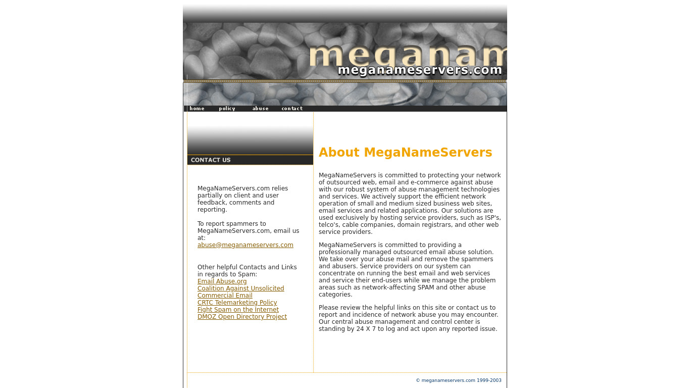 MegaNameServers Landing page