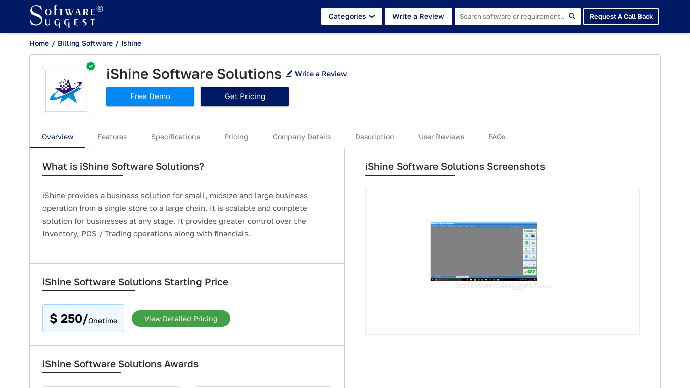 iShine Software Solutions Landing page