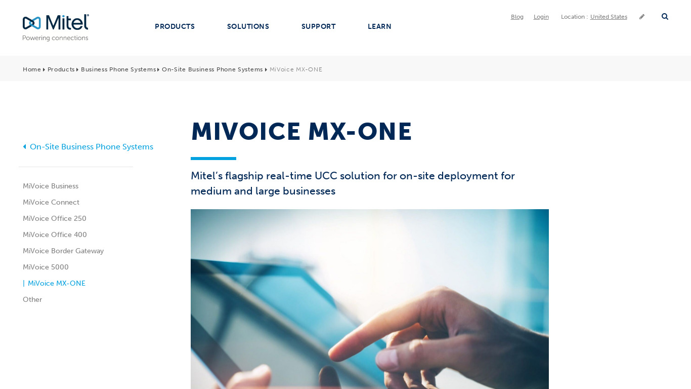 MiVoice MX-ONE Landing page