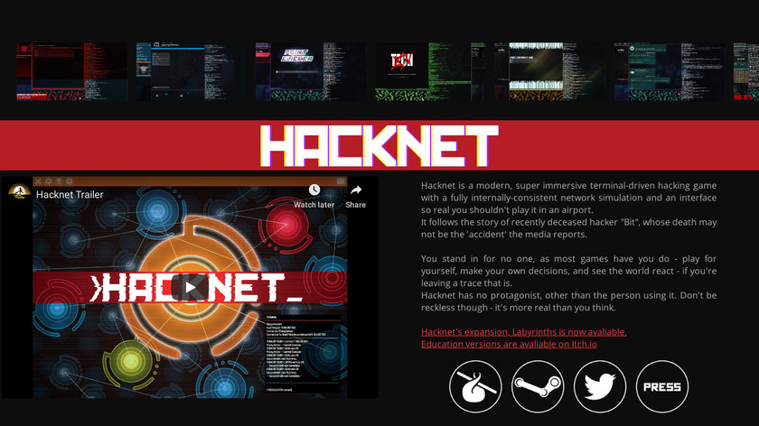 Hacknet Landing Page
