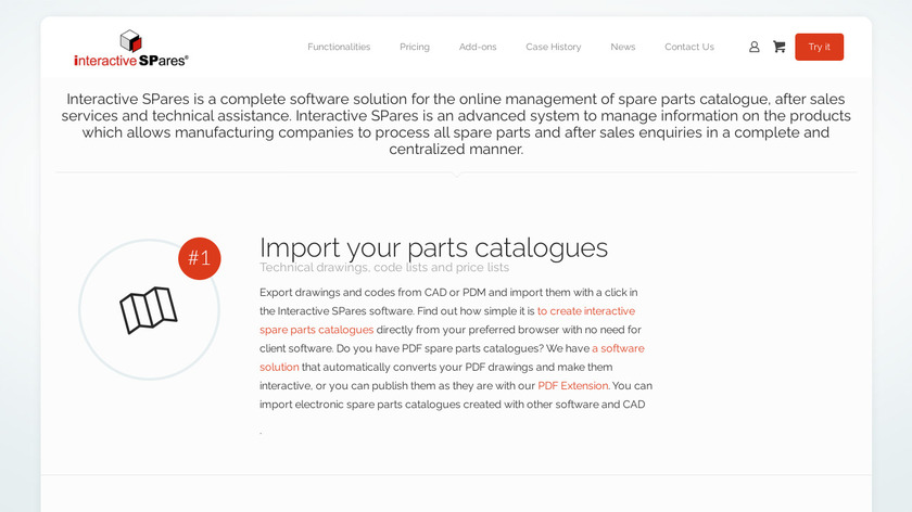 Spare Parts Catalog Software Landing Page