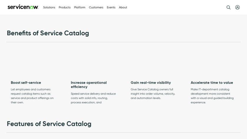 Service Catalog Landing Page