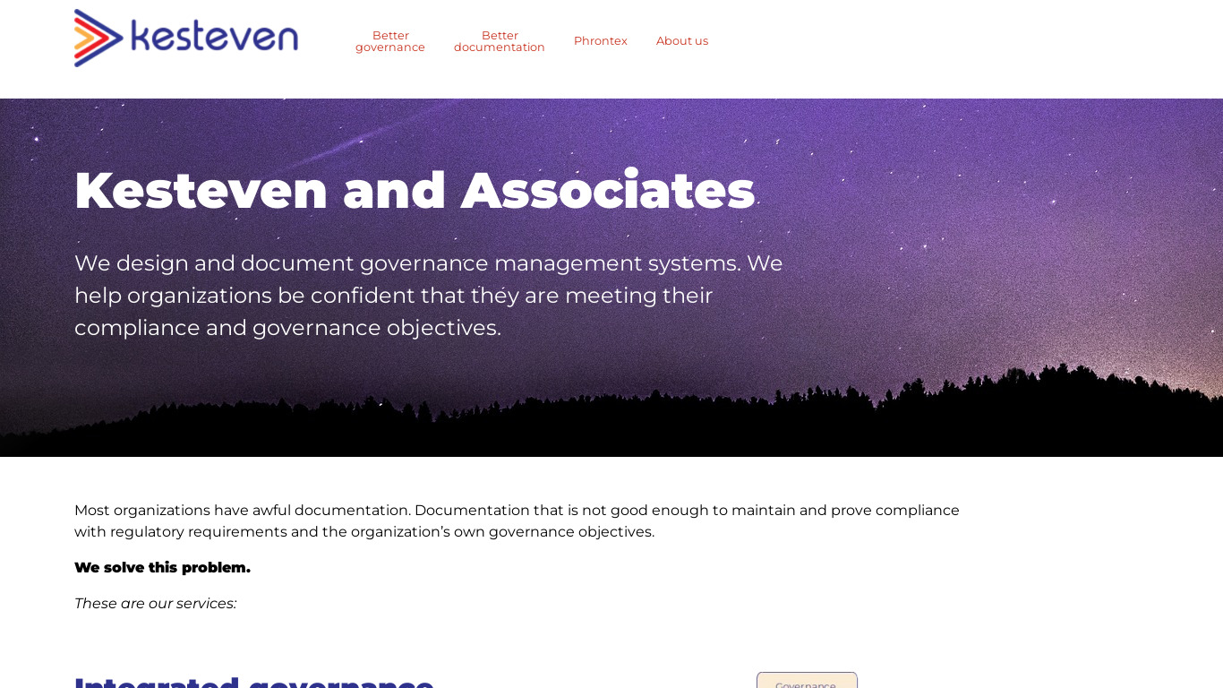 Kesteven Management Documentation Landing page