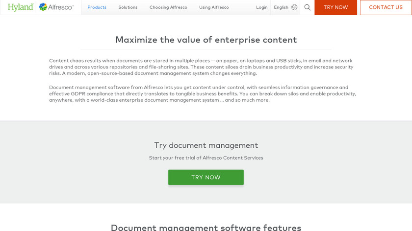 Alfresco Document Management System Landing Page