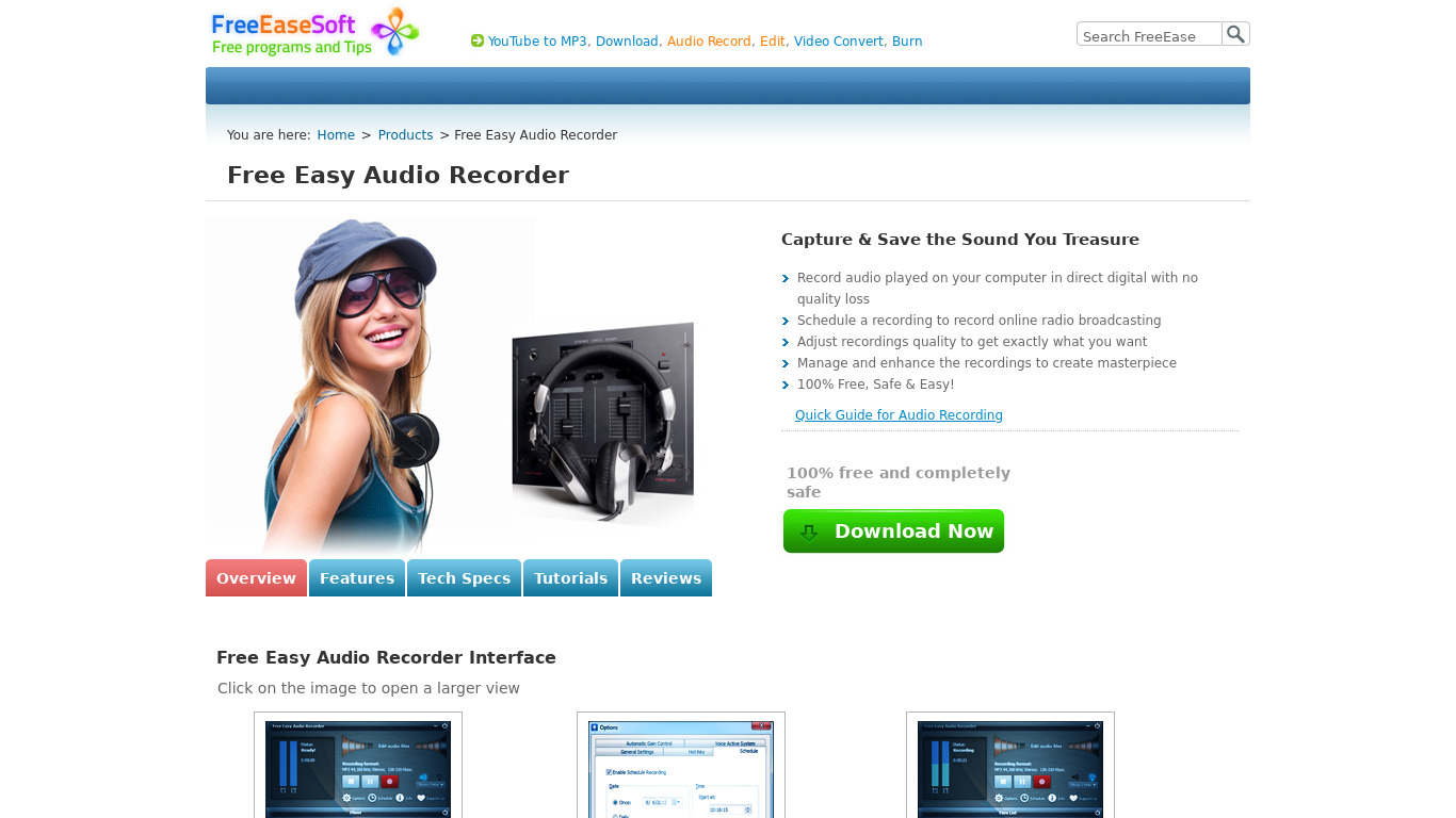 Free Easy Audio Recorder Landing page
