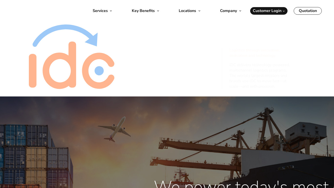 iDC Logistics International Landing page