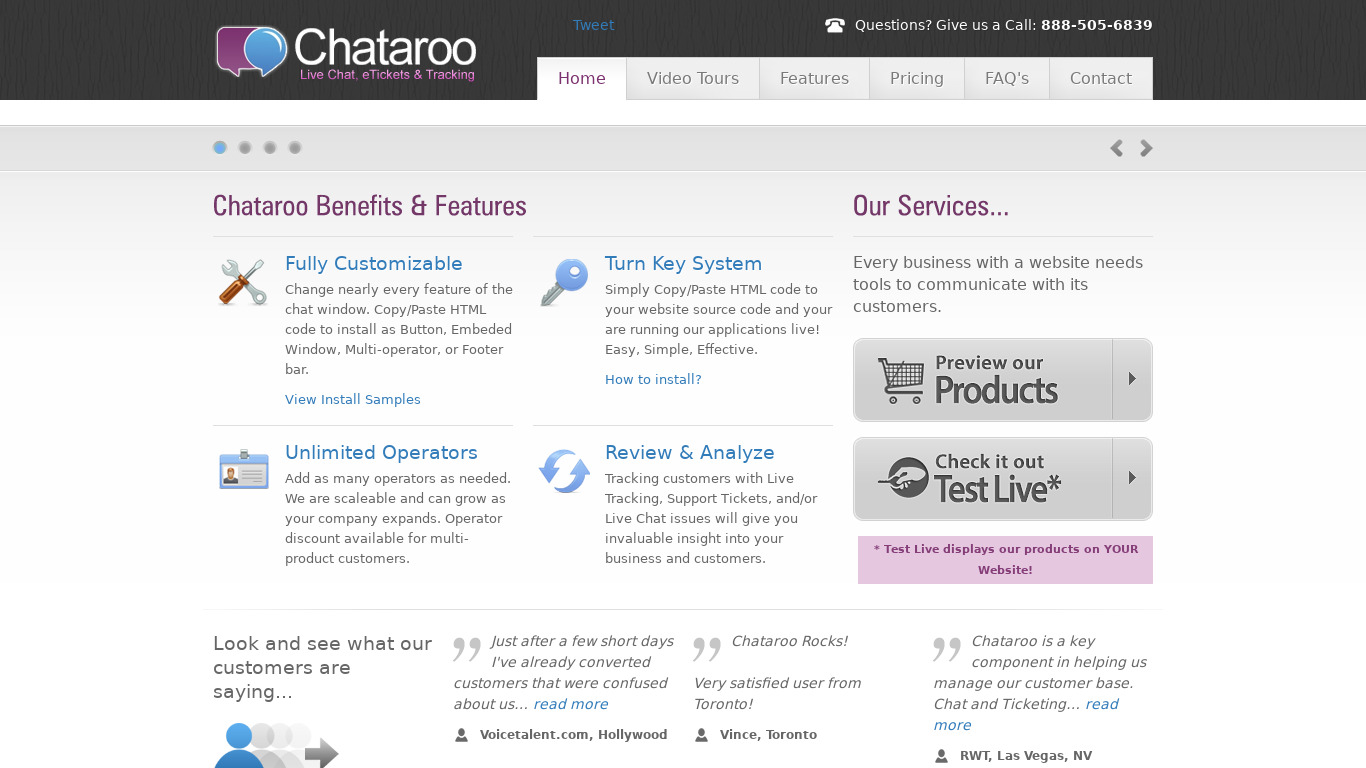 Chataroo Landing page