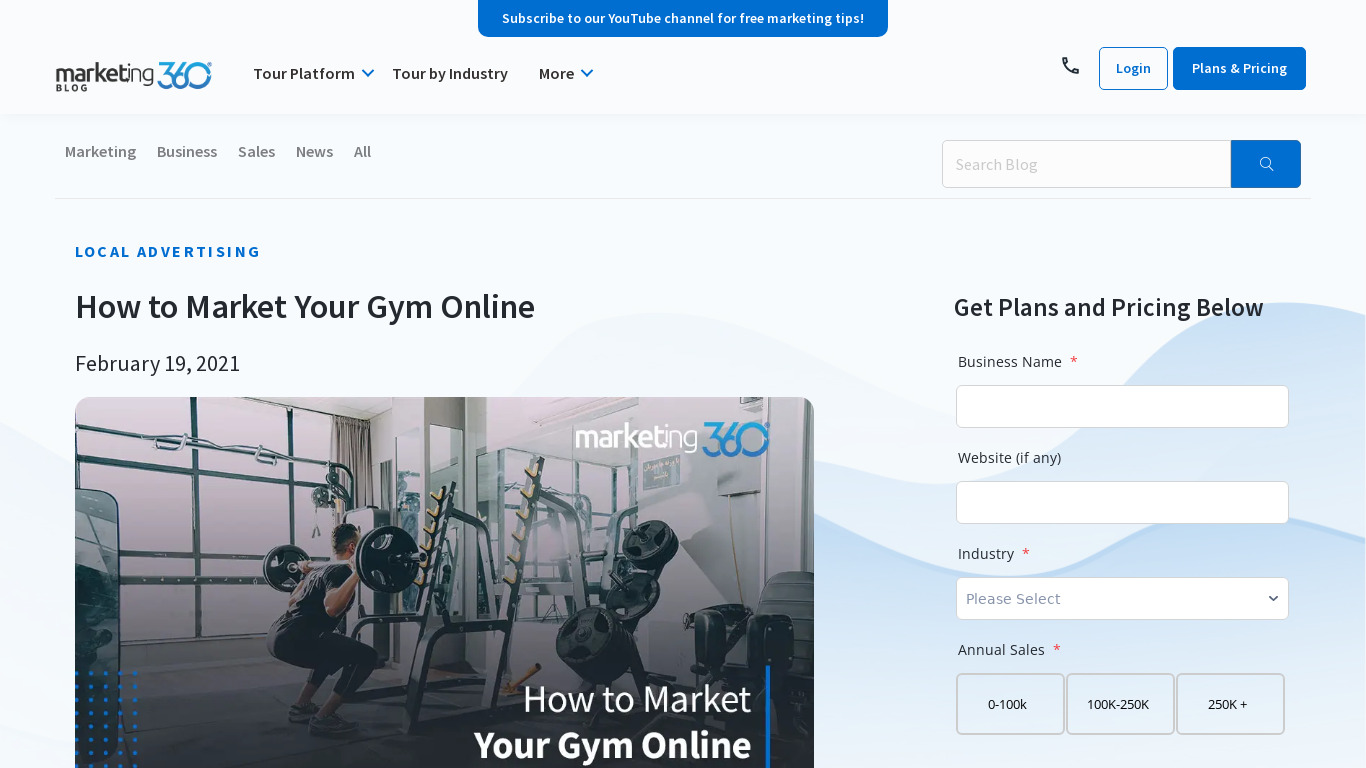Fitness Marketing 360 Landing page