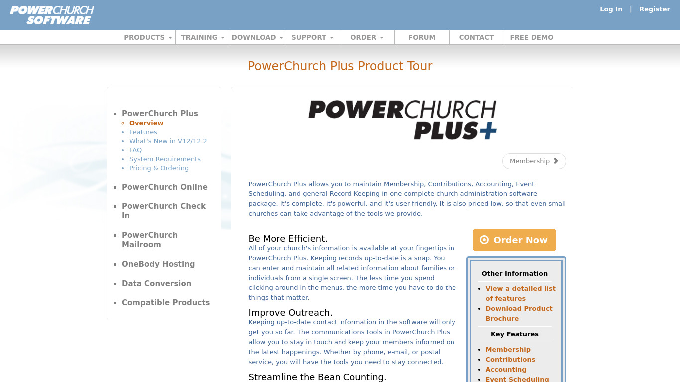 PowerChurch Plus Landing page