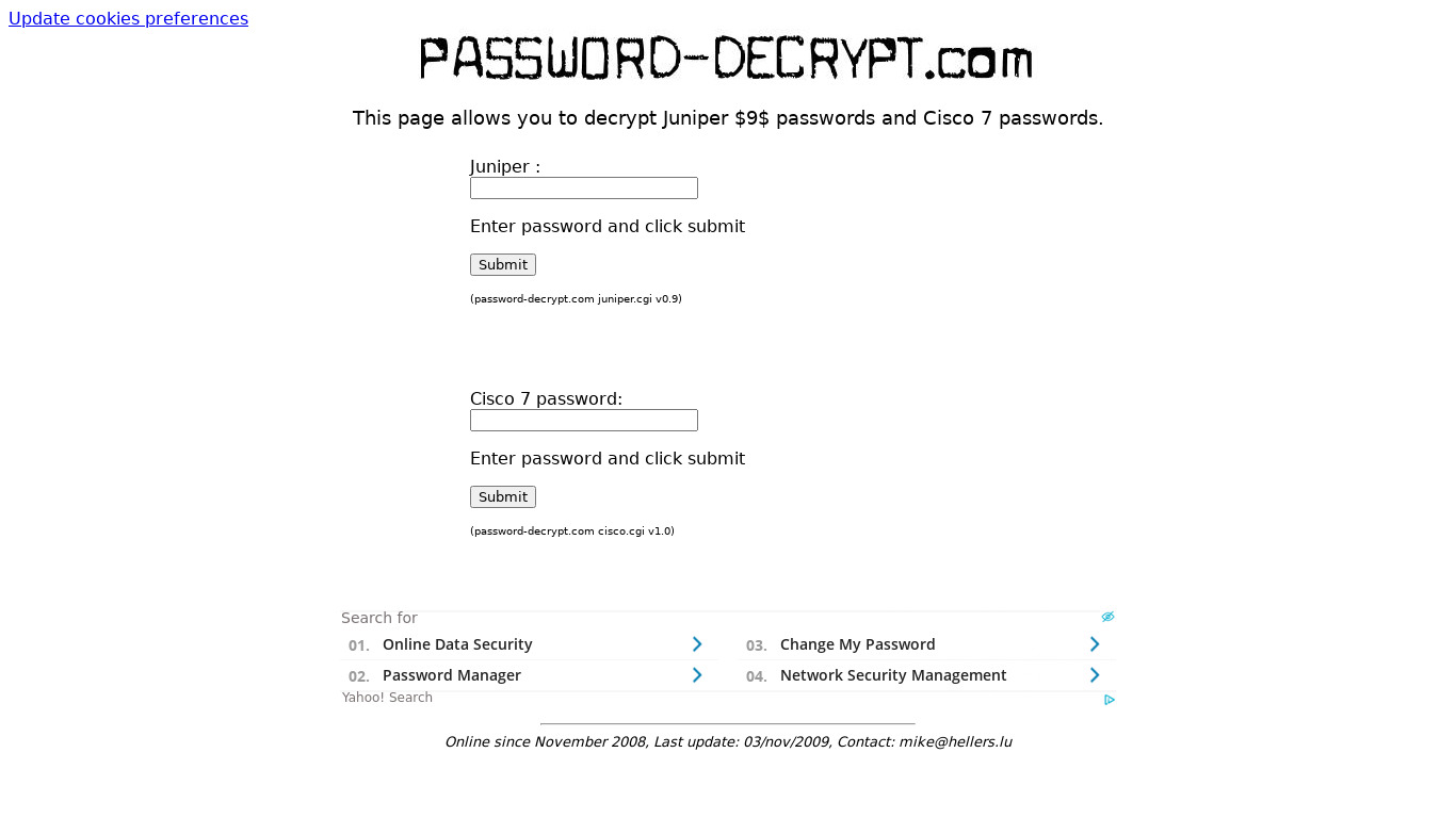 Password Decrypter Landing page