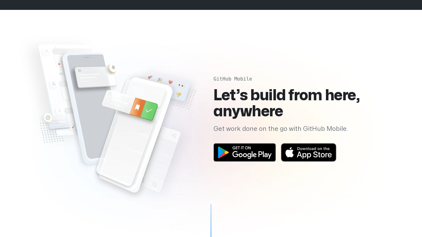 GitHub for Mobile Landing page
