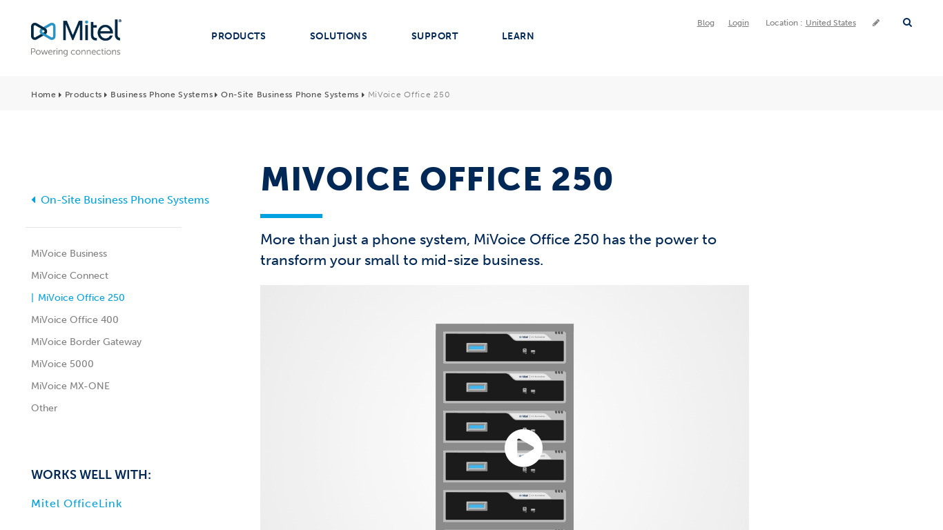 MiVoice Office 250 Landing page
