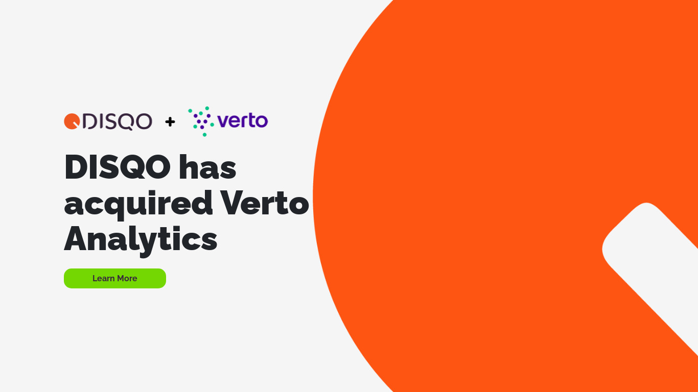 Verto Analytics Landing page