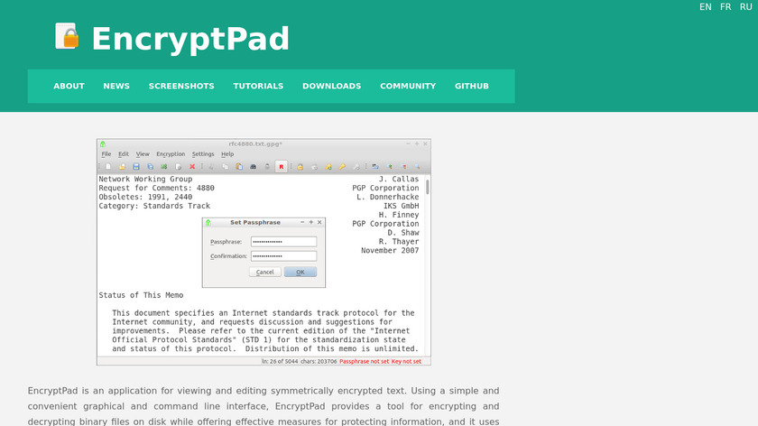 EncryptPad Landing Page