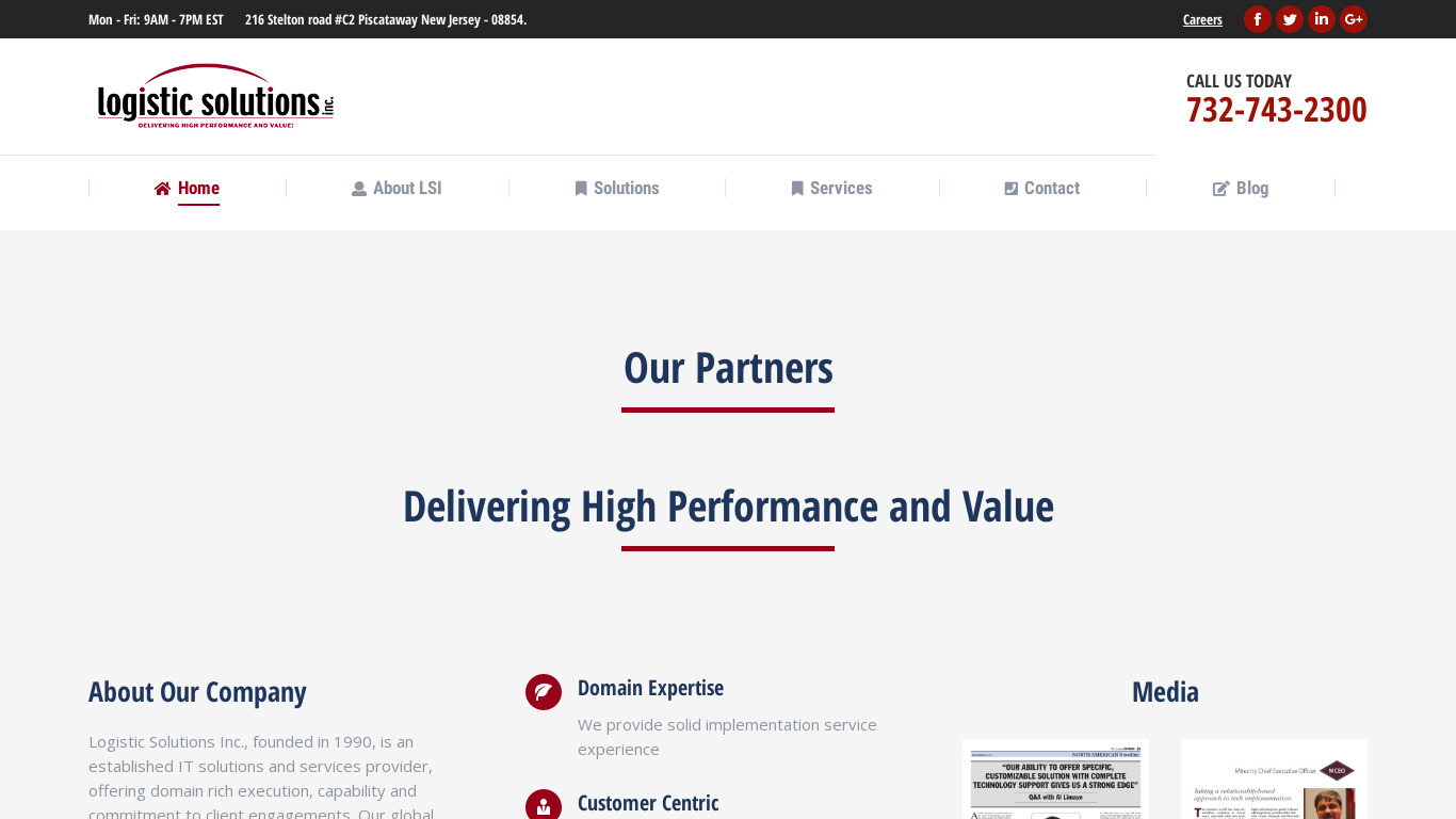 Logistic Solutions Landing page