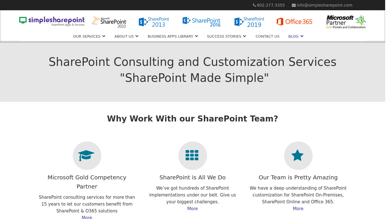 SimpleSharePoint Landing page