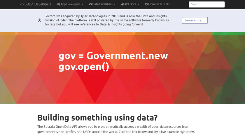 Socrata Open Data API Landing Page