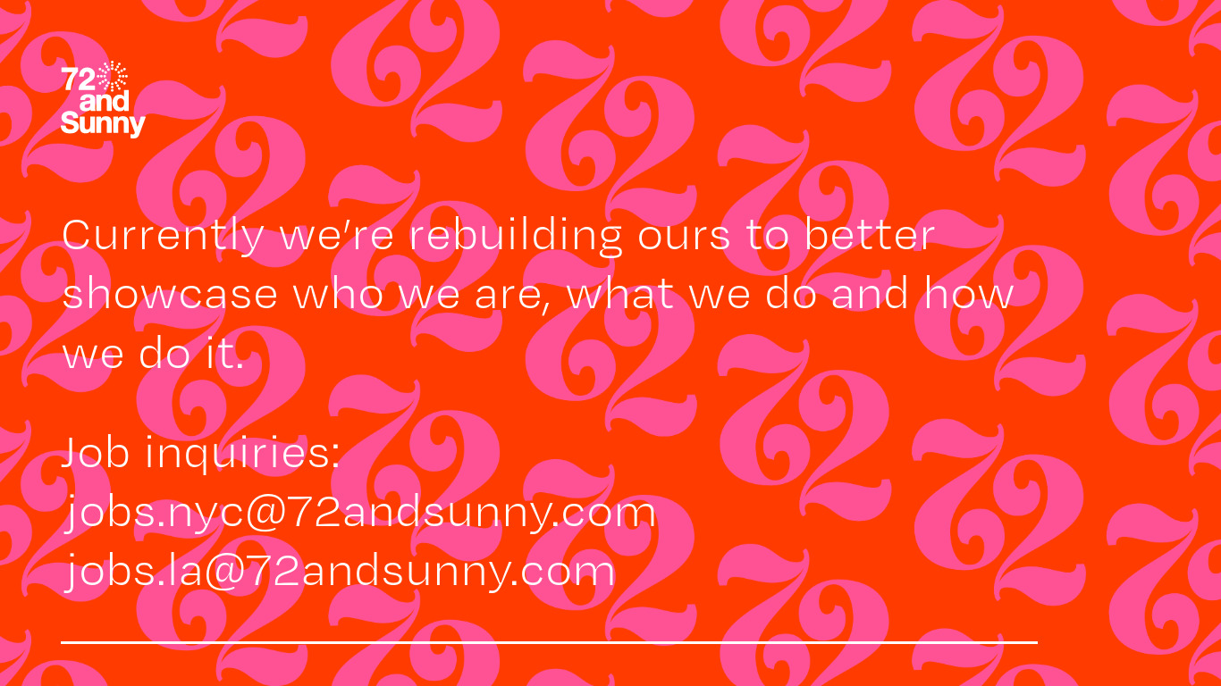 72andSunny Landing page