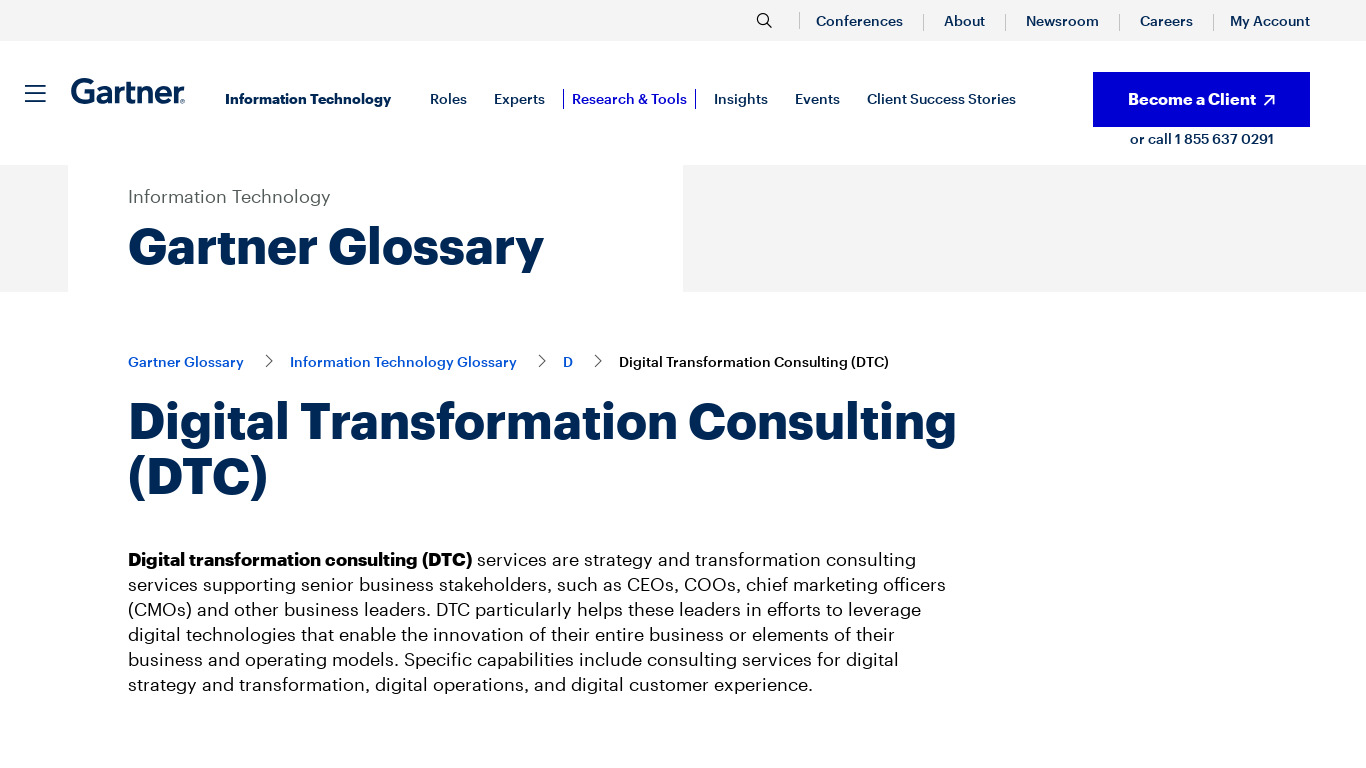 Digital Transformation Consulting Landing page