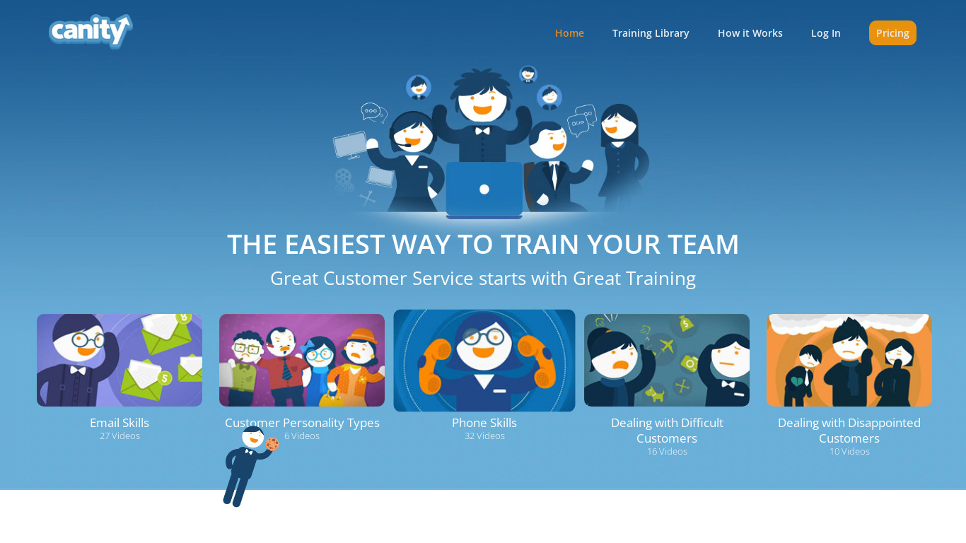 Canity Online Customer Service Training Landing page