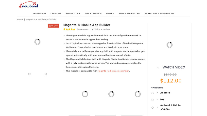 KnowBands Magento Mobile App Builder Landing Page
