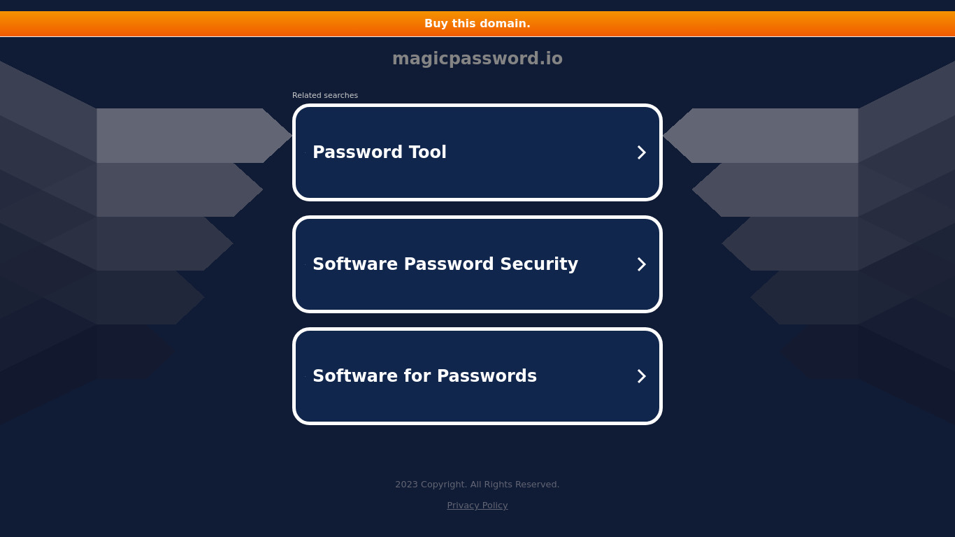 Magic Password Landing page