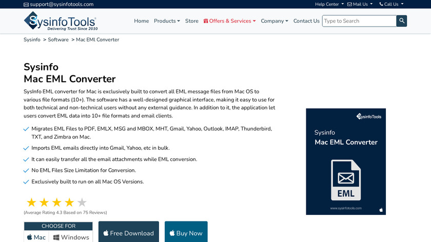 SysInfo Mac EML Converter Landing Page