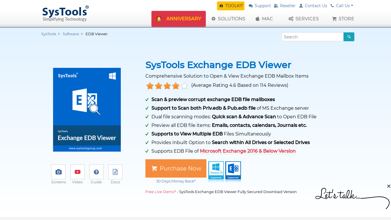 SysTools Exchange EDB Viewer Landing page