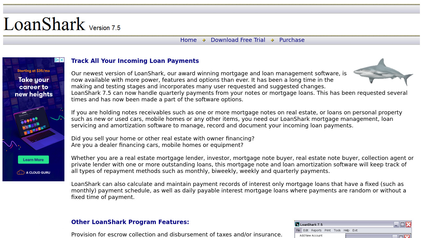 LoanShark Landing page