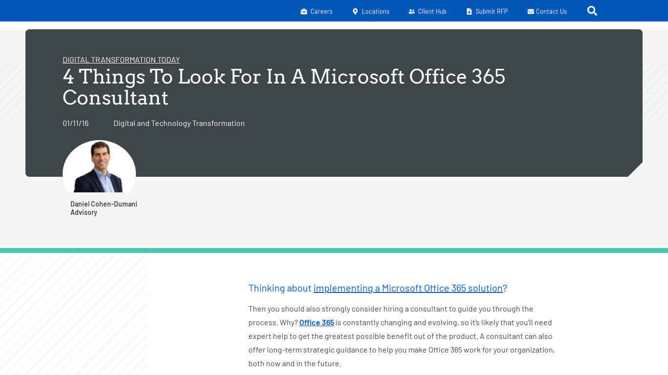 Microsoft Office 365 Consulting Landing page