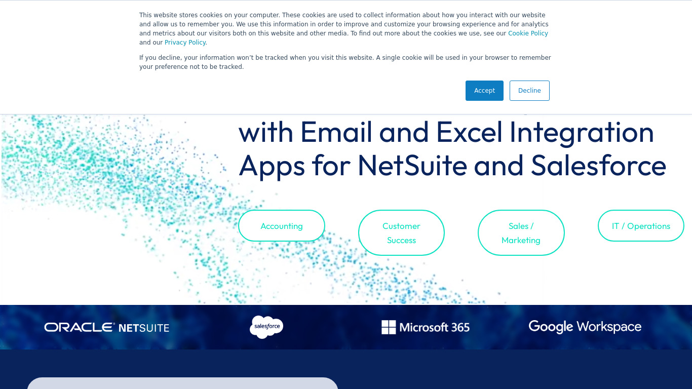 CloudExtend Outlook for NetSuite Landing page