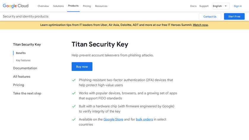 Google Security Key Enforcement Landing Page